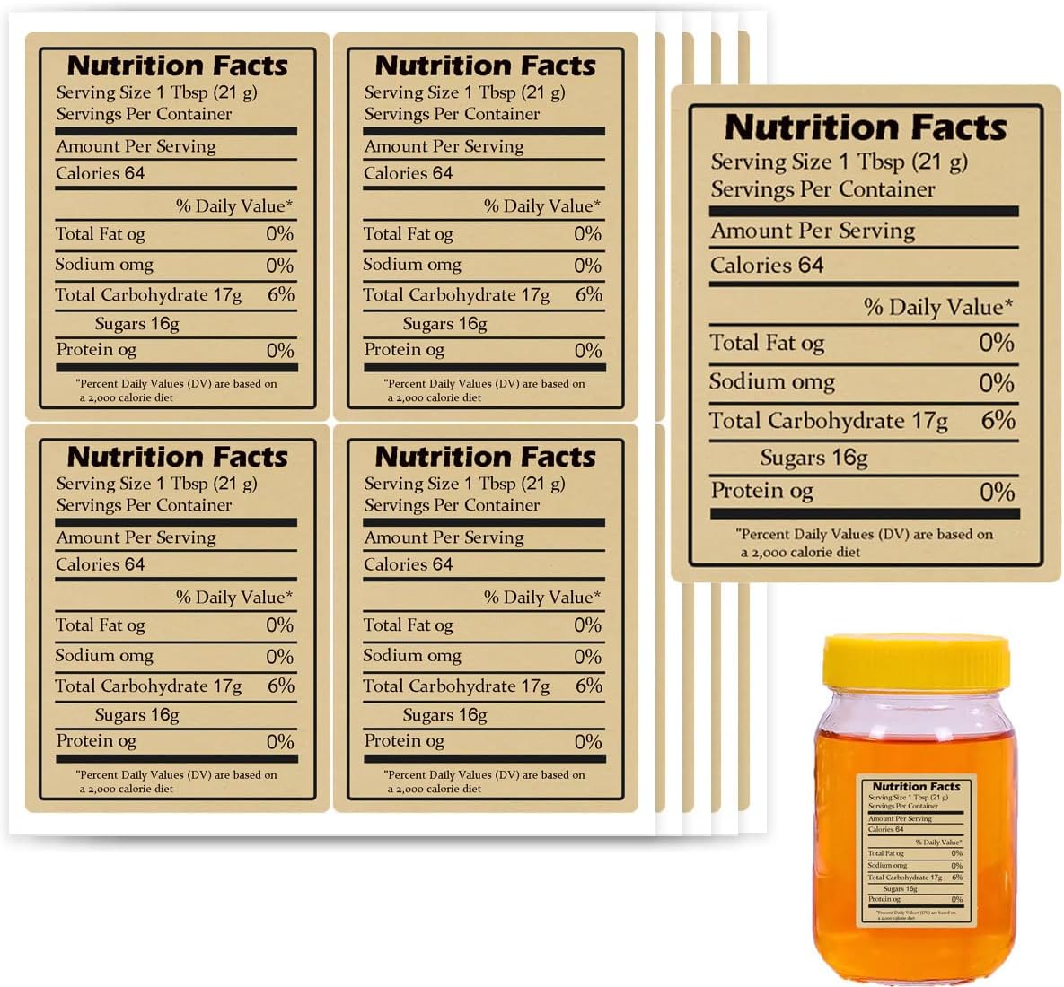 600pcs Label Madu Kraft Pereka - Health & Wellness Lafayette ulasan dan harga